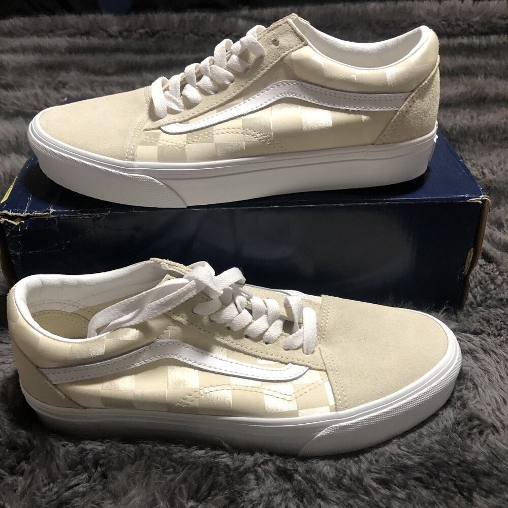 Vans Old Skool Satin Checkerboard Turtl Men's Skate Shoes Sneakers, Size 9W/7.5M - Picture 1 of 5